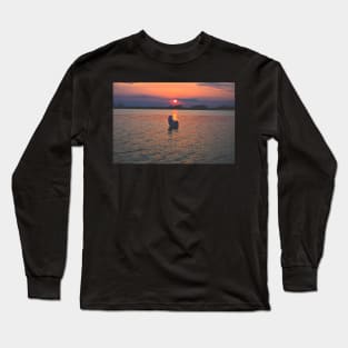Silhouette of a Swan in the Middle of a Lake Long Sleeve T-Shirt